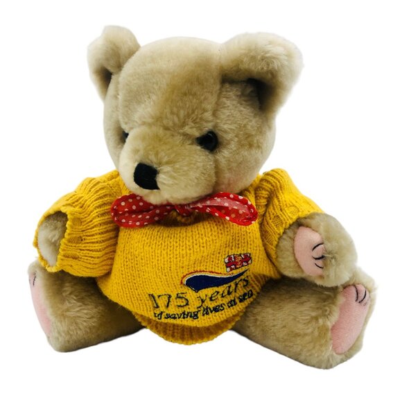 Channel Island Toys Teddy Bear Posable Plush Knit Sweater Yellow Sea Rescues - Picture 1 of 11